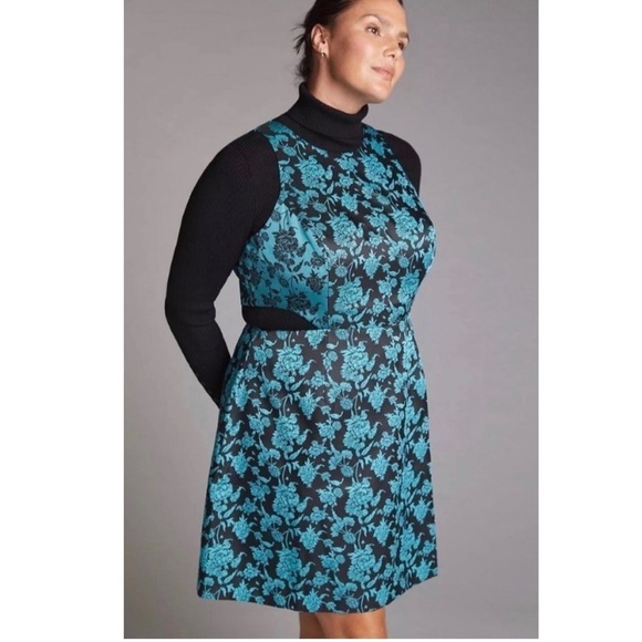 NWT Anthropologie Hutch Floral Jacquard Cut-Out Mini Dress Baroque Blue Black 14 - Picture 13 of 13